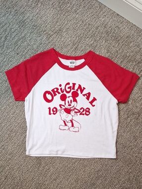 Disney Red & White Raglan Mickey 'Original 1928' Tee